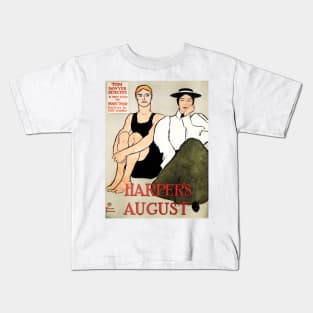 HARPER'S AUGUST Magazine Cover Advertising by Edward Penfield American Poster Artist Kids T-Shirt